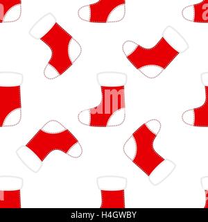 Seamless Natale Rosso e calze bianche Illustrazione Vettoriale