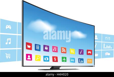 Applicazione proveniente dalla Smart TV su sfondo bianco Illustrazione Vettoriale