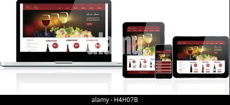 Sito reattivo modello su più dispositivi Illustrazione Vettoriale