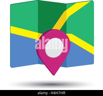 Icona della mappa un 3D Design Pin, EPS 10 supportato. Illustrazione Vettoriale