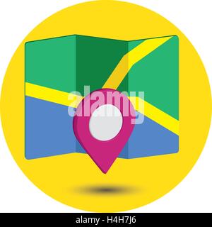 Icona della mappa un 3D Design Pin, EPS 10 supportato. Illustrazione Vettoriale