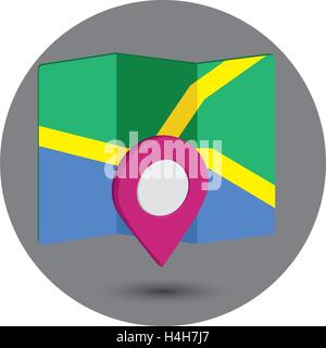 Icona della mappa un 3D Design Pin, EPS 10 supportato. Illustrazione Vettoriale