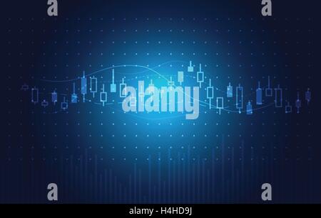 Tema Blu il concetto di sfondo su investimenti in stock. Illustrazione Vettoriale