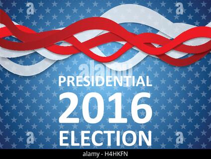 USA elezioni presidenziali 2016 ondulato modello flyer. Sfondo vettoriale Illustrazione Vettoriale