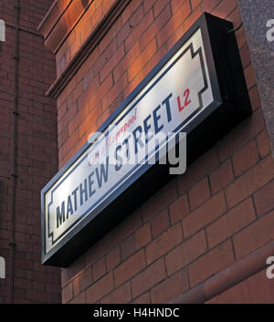 Mathew Street,Beatles Cavern passeggiate, Liverpool, Merseyside,Inghilterra Foto Stock