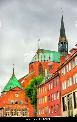 Vista la chiesa di Santa Maria in Lubecca - Germania Foto Stock