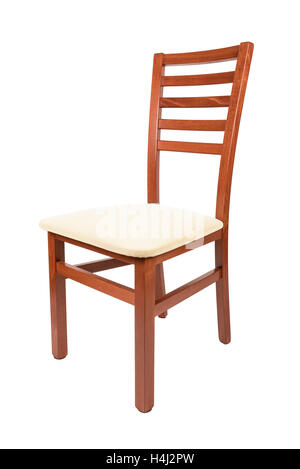 Sedia in legno isolato su sfondo bianco con tracciato di ritaglio Foto Stock