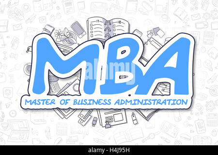 MBA - Doodle Blue iscrizione. Il concetto di business. Foto Stock