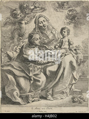 La Vergine con il Bambino e Sant'Anna, Remoldus Eynhoudts, Joannes Meyssens, 1626 - 1680 Foto Stock