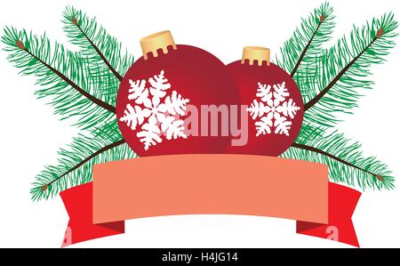 Illustrazione vettoriale di Natale carta con fiore poinsettia, Abete rami, banner Illustrazione Vettoriale