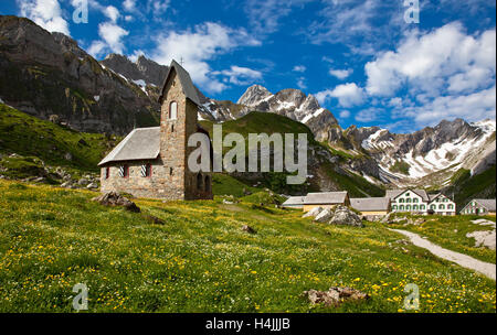 Meglisalp estate solo villaggio nelle Alpi Appenzell, Svizzera, Europa Foto Stock