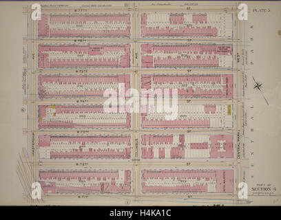 La piastra 5, parte della sezione 4: delimitata da W. 77th Street, Central Park West, W. 71st Street e Amsterdam Avenue, New York, Stati Uniti d'America Foto Stock