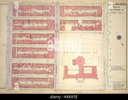 La piastra 8, parte della sezione 4: delimitata da W. ottantatreesimo Street, Central Park West, W. 77th Street e Amsterdam Avenue, New York, Stati Uniti d'America Foto Stock