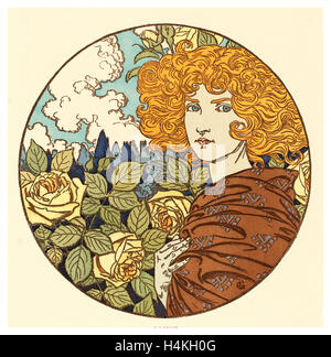 Eugene Grasset, Persiana (gelosia), francese, 1841 1917, mano litografia colorata Foto Stock