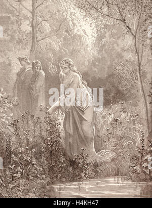 Dante nella visione di Lia da Gustave Doré, 1832 - 1883, francese. Incisione per il Purgatorio da Dante. 1870, arte, artista Foto Stock