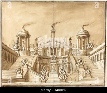 Pietro Gonzaga (italiano, 1751 - 1831), la fantasia di un Campidoglio antico con trofei e Grand scale, c. 1800, penna Foto Stock