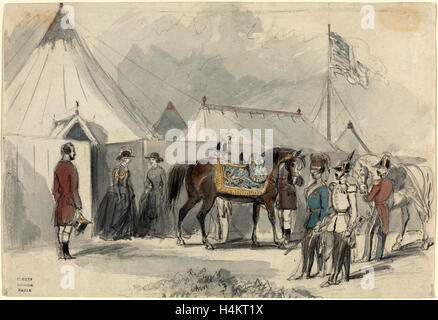 Constantin Guys, francese (1805-1892), la Regina, acquerello e grafite su carta intessuta Foto Stock