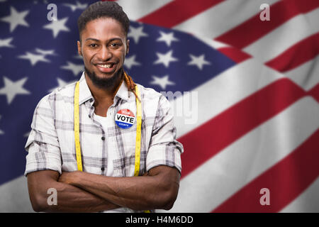 Immagine composita del ritratto di fiduciosa maschio designer di moda Foto Stock