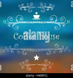 Vintage Coffee House card con monogrammi e scritte. Illustrazione Vettoriale
