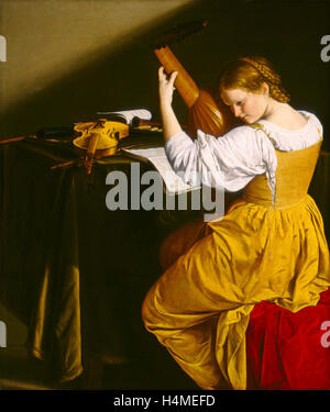 Orazio Gentileschi, Il Liuto Player, Italiano, 1563 - 1639, c. 1612-1620, olio su tela Foto Stock