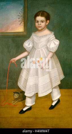 Giuseppe Goodhue Chandler, ragazza con un gattino, Americano, 1813-1884, c. 1836-1838, olio su tela Foto Stock