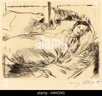 Lovis Corinth, il bambino malato (Das Kranke tipo), tedesco, 1858 - 1925, 1918, puntasecca in nero su carta vergata Foto Stock