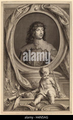 Jacobus Houbraken dopo Sir Anthony van Dyck (Olandese, 1698 - 1780), William Russell, primo duca di Bedford, di attacco e di incisione Foto Stock