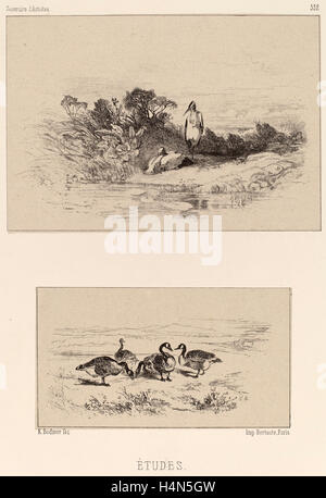 Karl Bodmer, Etudes, Svizzera, 1809 - 1893, litografia Foto Stock