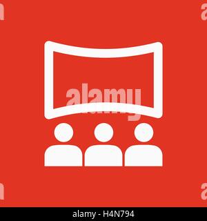 Il film icona di casa. Teatro e Spettacolo, cinema, simbolo di presentazione. Appartamento Illustrazione Vettoriale