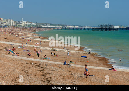 La vista guardando verso est da Hove verso Brighton su una soleggiata giornata d'estate Foto Stock