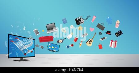 Rotture di smart tv con scopo commerciale Illustrazione Vettoriale