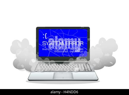 Laptop rotto - videata di errore Illustrazione Vettoriale