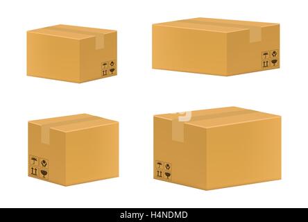 Un marrone scatola di cartone Illustrazione Vettoriale
