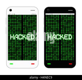 Smartphone con hacked sullo schermo Illustrazione Vettoriale