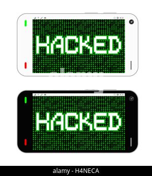 Smartphone con hacked sullo schermo Illustrazione Vettoriale