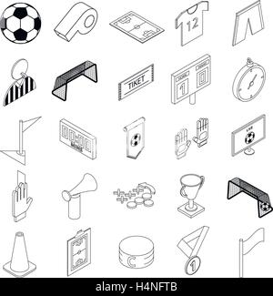 Soccer set di icone isometrica 3d style Illustrazione Vettoriale