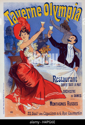 Poster per la Taverne Olympia. Chéret, Jules (1836-1932), pittore francese e litografo Foto Stock