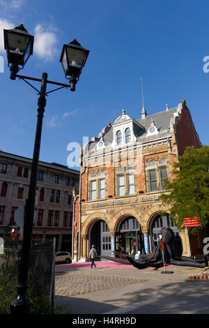 Centro d'histoire de Montreal o storia di Montreal Center su Place d'Youville nella parte vecchia di Montreal, Quebec, Canada Foto Stock