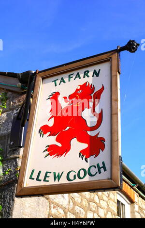 Segno Pub,Tafarn Llew Coch, il Pub Red Lion, Penderyn, Brecon Beacons, Powys, Galles del Sud Foto Stock