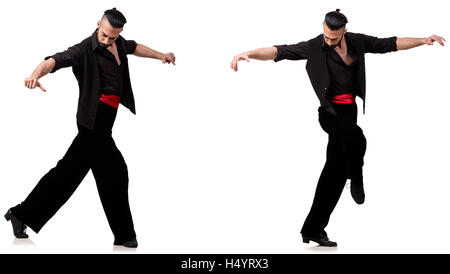 Spanish dancer in pose diverse su bianco Foto Stock