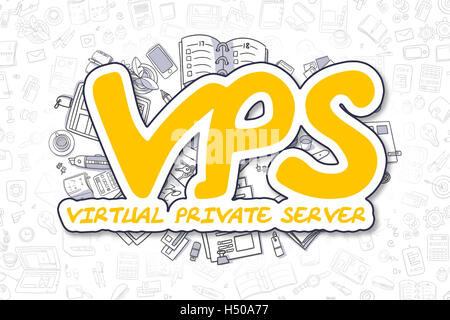 Vps - Doodle giallo l'iscrizione. Il concetto di business. Foto Stock