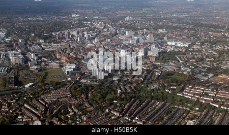 Vista aerea del centro citta' di Nottingham skyline, REGNO UNITO Foto Stock