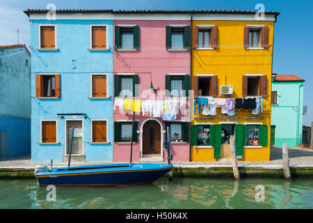 Case colorate di Burano , Venezia, Italia Foto Stock