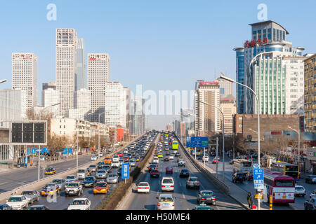 Skyline di Central Business District , CBD, al centro di Pechino CINA Foto Stock