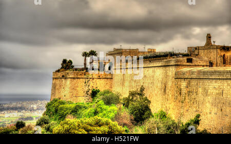 Le fortificazioni della città di Mdina - Malta Foto Stock