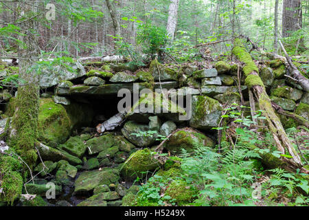I resti di un ponte di pietra lungo una strada abbandonata off ciottoli sentiero in salita in Landaff, New Hampshire. Foto Stock