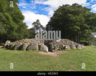 dh Balnuaran di Clava CULLODEN MOOR INVERNESS SHIRE Clava Cairns bronzo età cairn Scozia tomba neolitica sepoltura camera tumulo sito Foto Stock