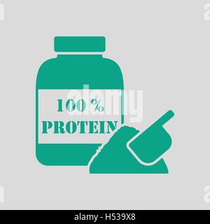 Proteina icona conteiner. Sfondo grigio con verde. Illustrazione Vettoriale. Illustrazione Vettoriale