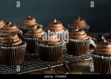 Dolci fatti in casa tortini di cioccolato con glassa di scuro sulla parte superiore Foto Stock