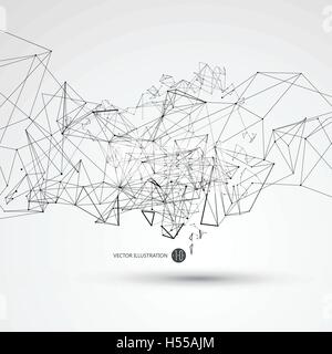 Punto e linea collegata alla grafica astratta, il significato della connessione di rete. Illustrazione Vettoriale